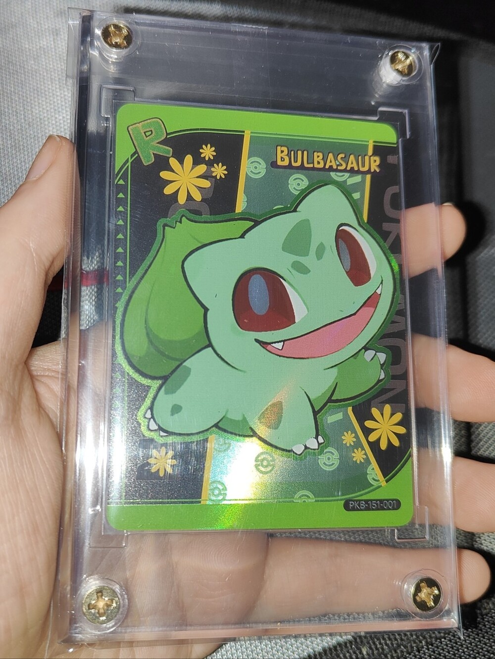 Bulbasaur Rare textured holo encased Pokémon Unofficial Card Chinese Poke Chibi
